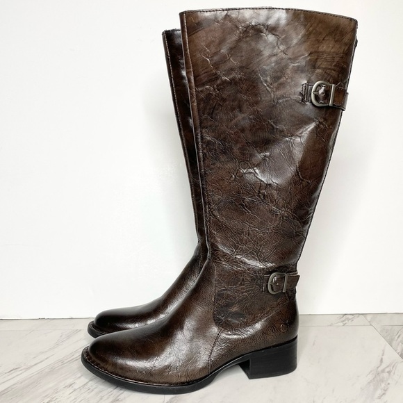 Born Gibb Knee High Wide Calf Brown Leather Boot 7 1/2 M - Picture 1 of 16